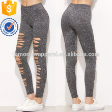 Cinza Marled Malha Rasgado Leggings OEM / ODM Fabricação Atacado Moda Feminina Vestuário (TA7026L)